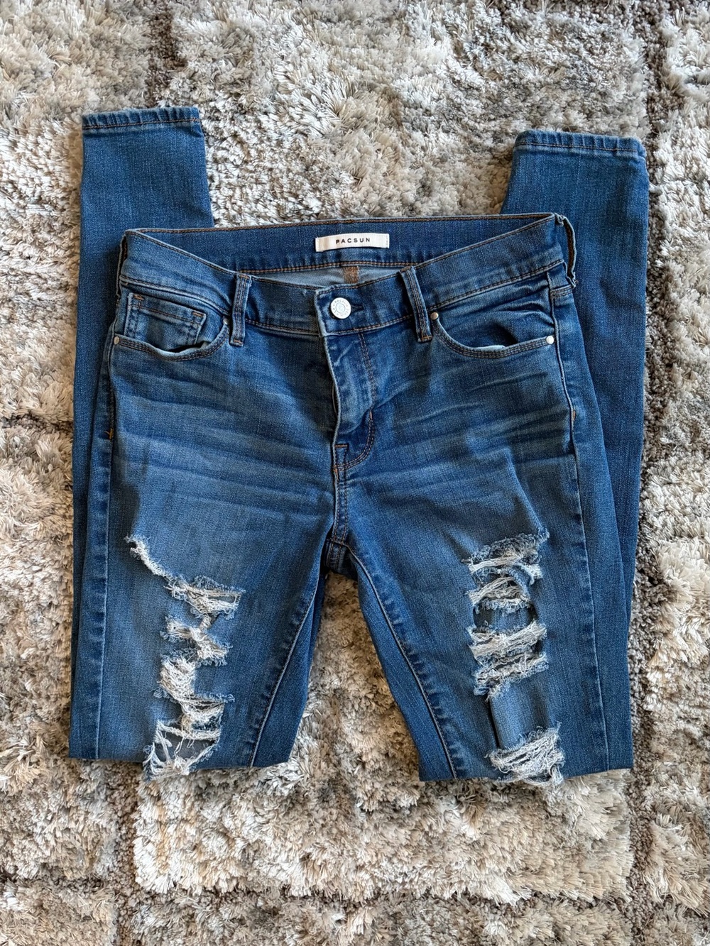 PacSun Distressed Dark Blue Skinny Jeggings